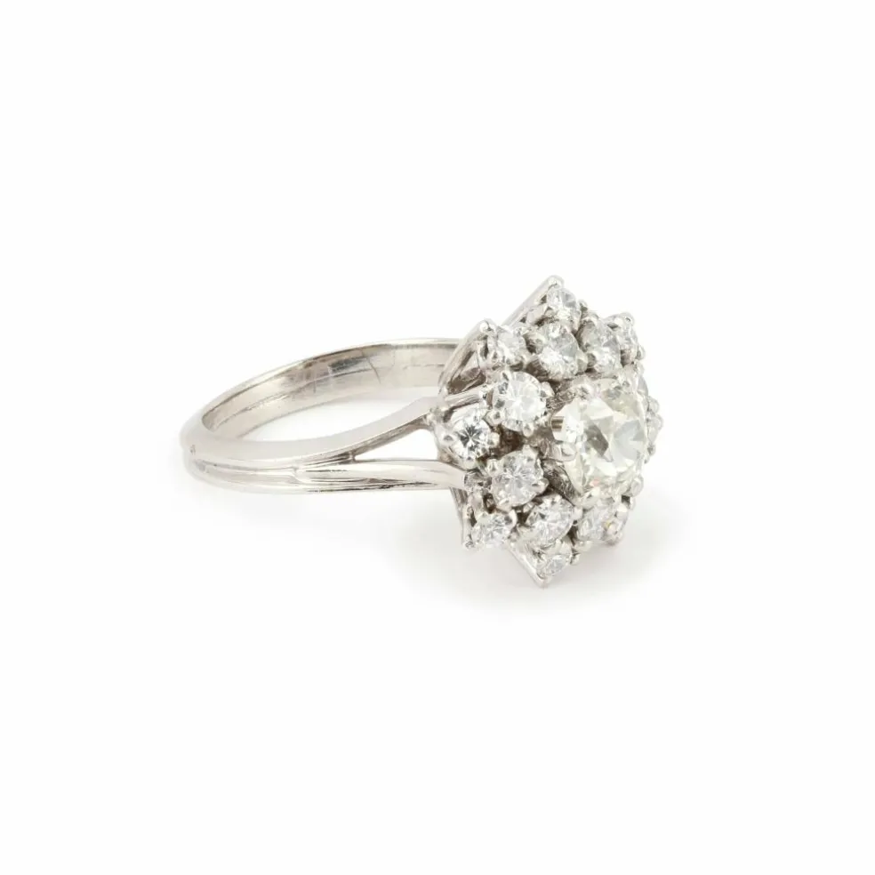 Bague Marguerite platine diamants