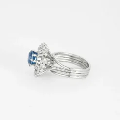 Bague Marguerite platine saphir diamants