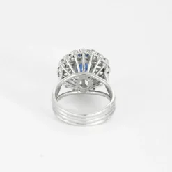 Bague Marguerite platine saphir diamants