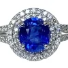 Bague marguerite ronde saphir et diamants