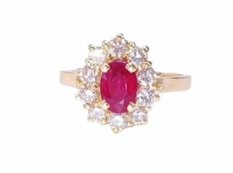 Bague Marguerite Rubis Birman Diamants Or jaune
