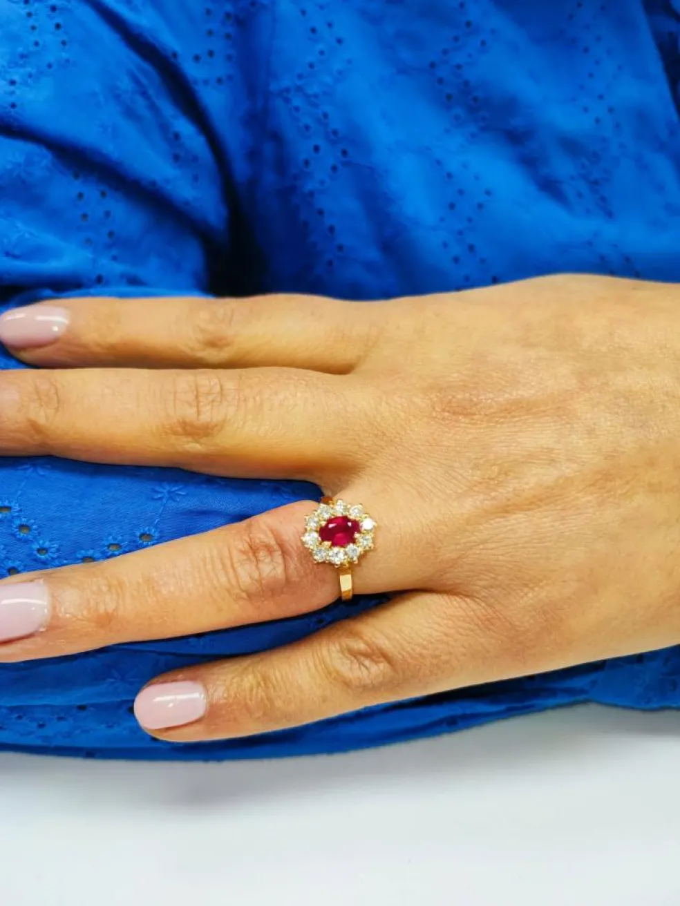 Bague Marguerite Rubis Birman Diamants Or jaune