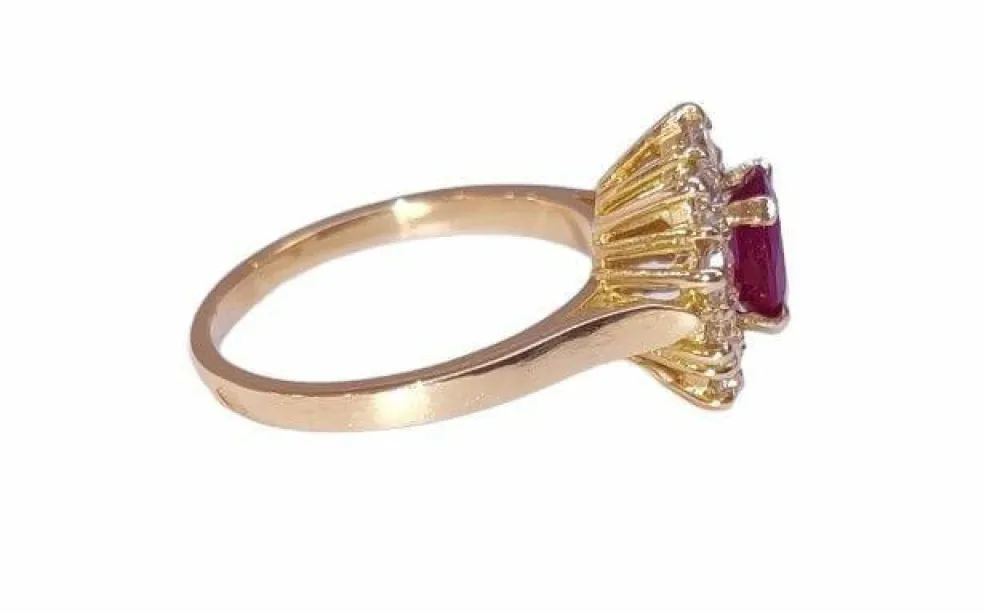 Bague Marguerite Rubis Birman Diamants Or jaune