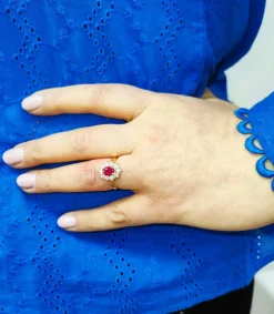 Bague Marguerite Rubis Birman Diamants Or jaune