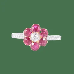 Bague Marguerite Rubis Diamants