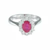 BAGUE MARGUERITE RUBIS DIAMANTS