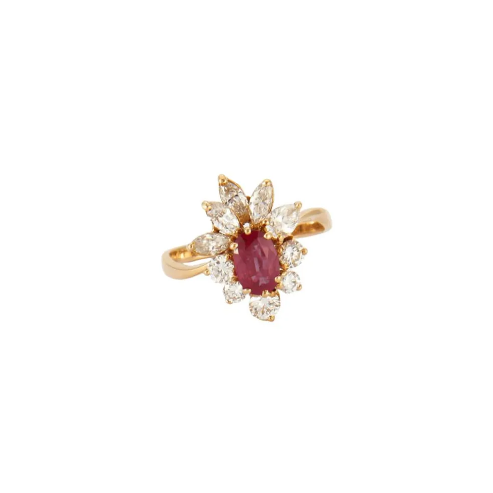 Bague Marguerite Rubis Diamants