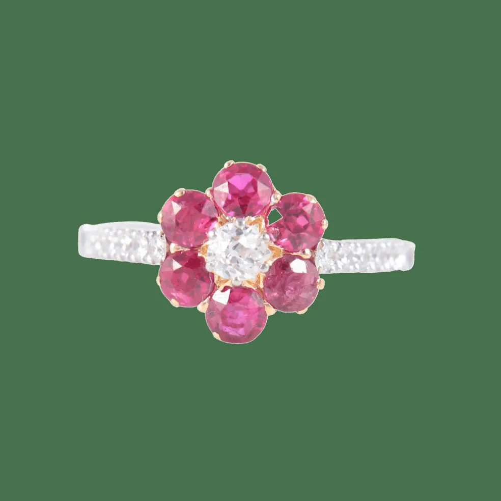 Bague Marguerite Rubis Diamants