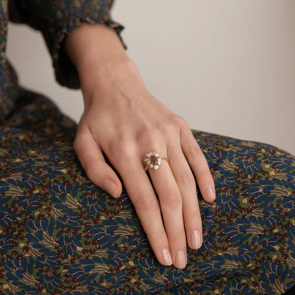 Bague Marguerite Rubis Diamants