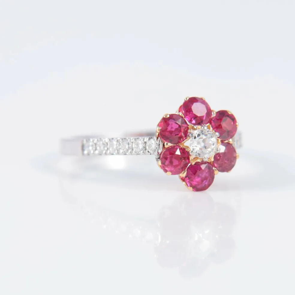 Bague Marguerite Rubis Diamants