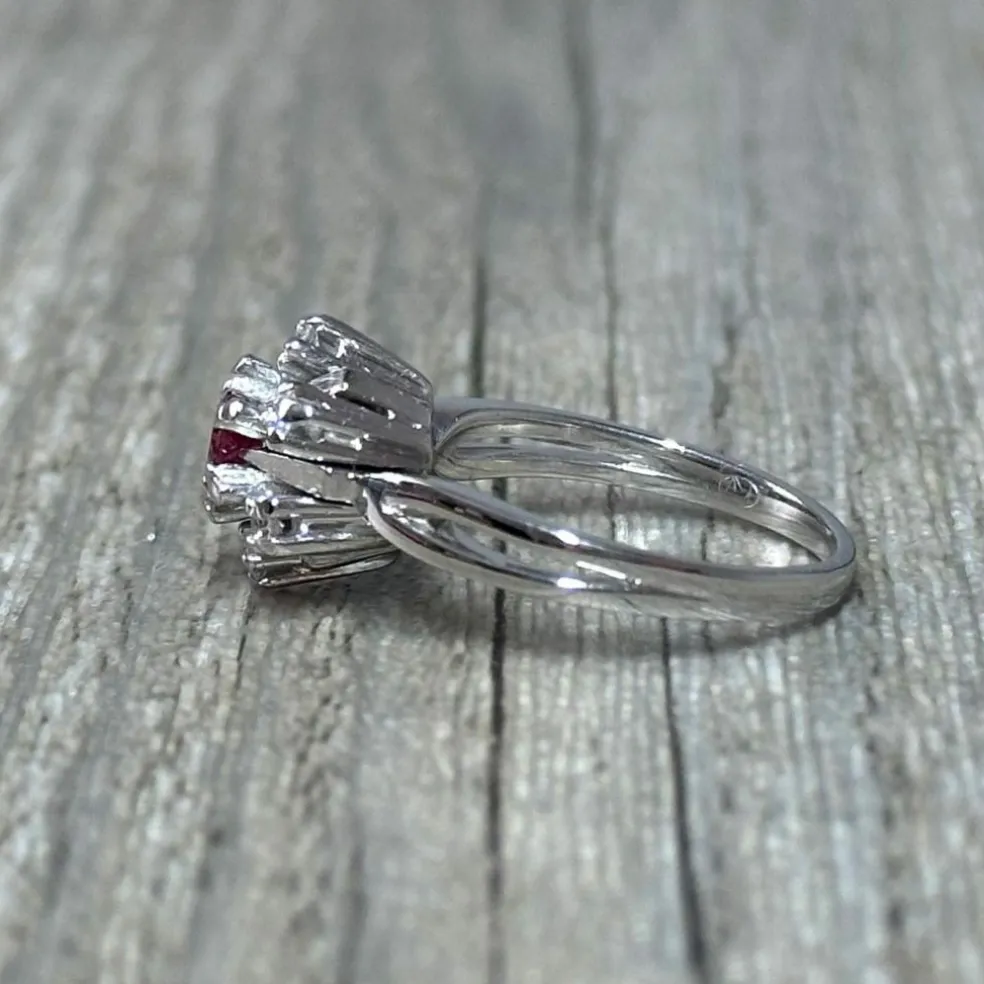 Bague marguerite rubis diamants