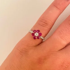 Bague Marguerite Rubis Diamants