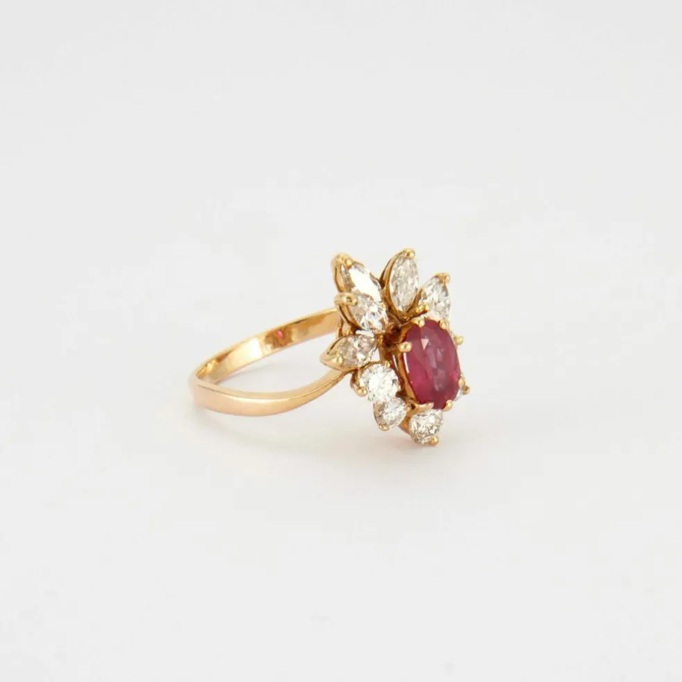Bague Marguerite Rubis Diamants