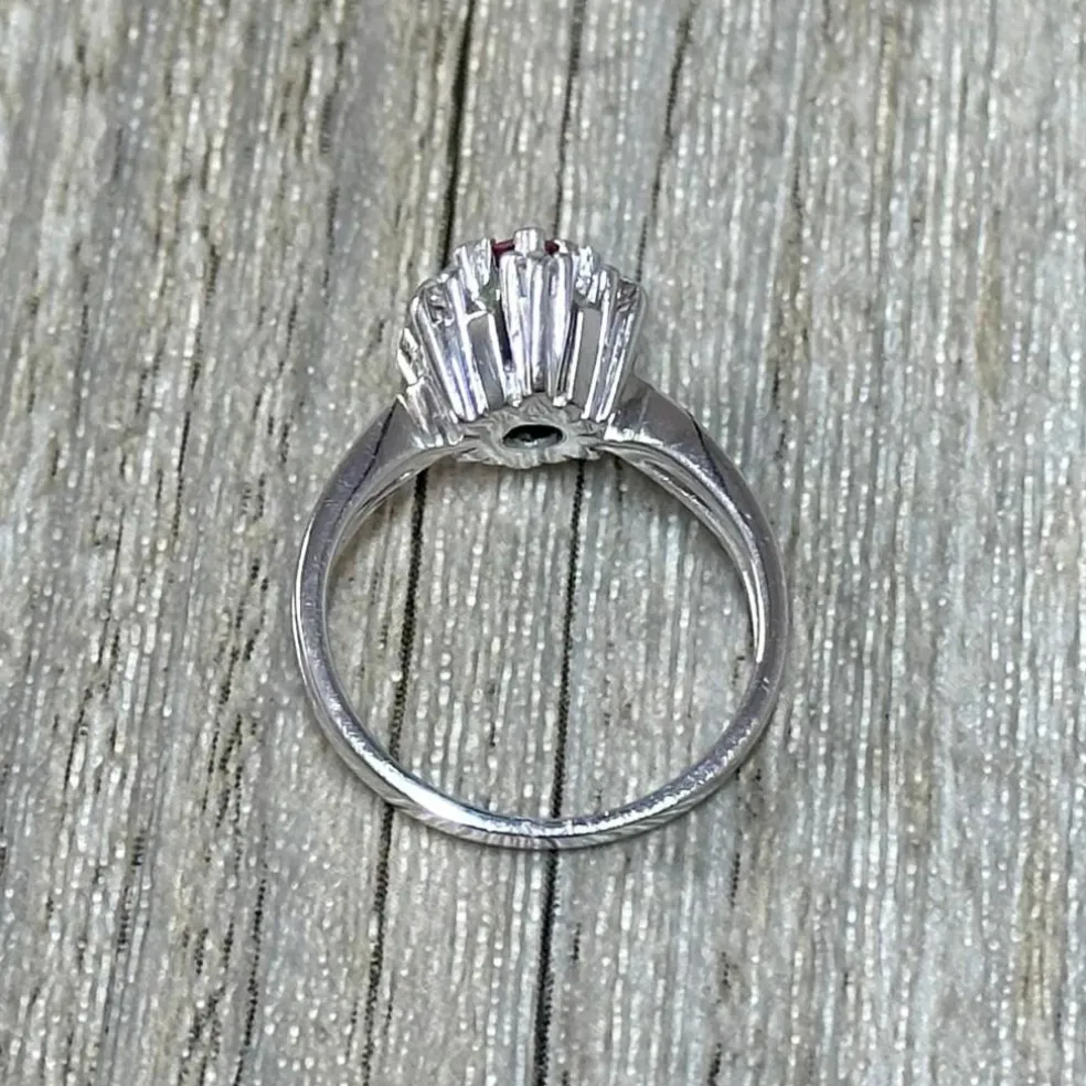 Bague marguerite rubis diamants