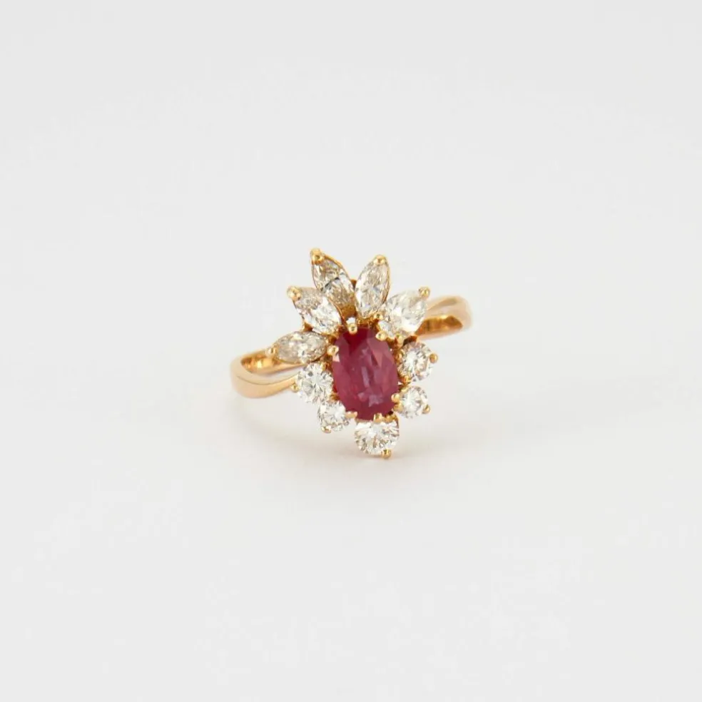 Bague Marguerite Rubis Diamants