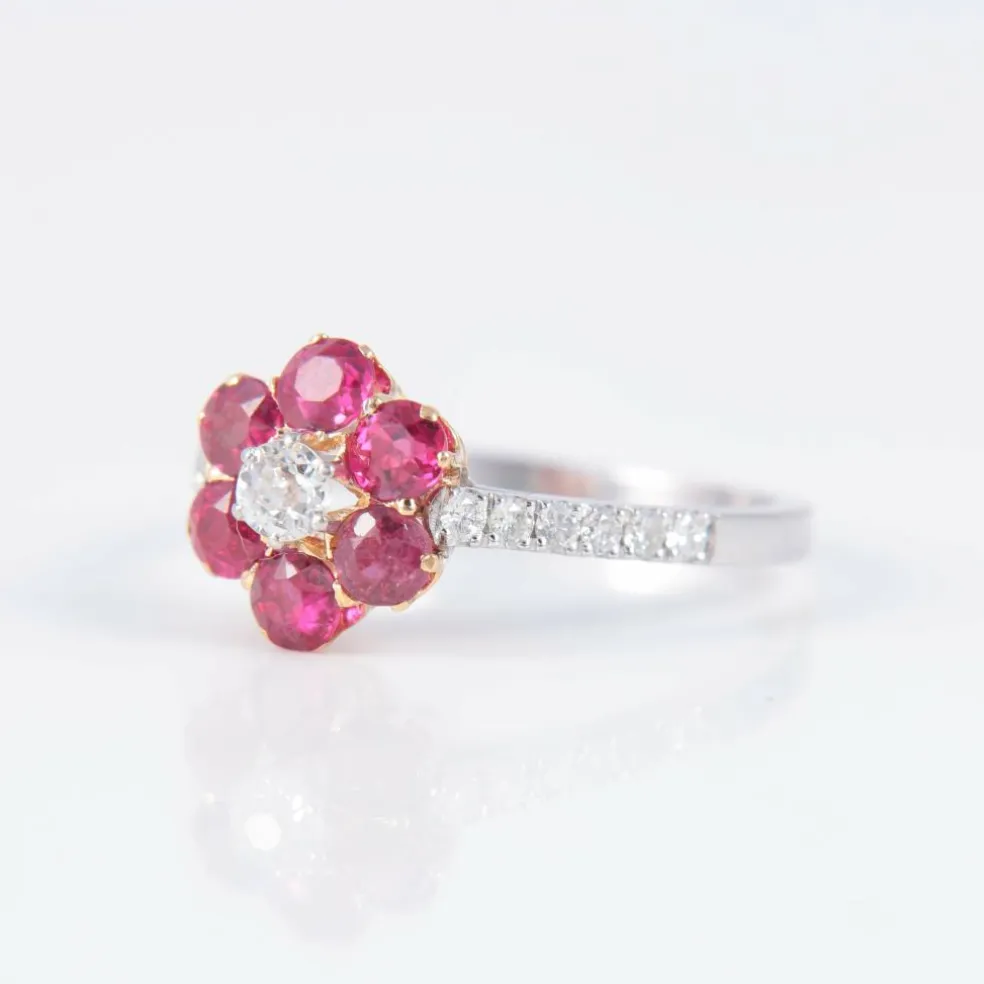 Bague Marguerite Rubis Diamants