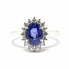 Bague marguerite saphir, diamants or blanc