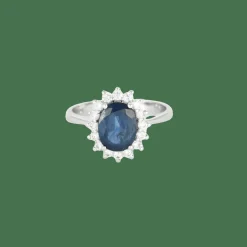 Bague marguerite saphir diamants