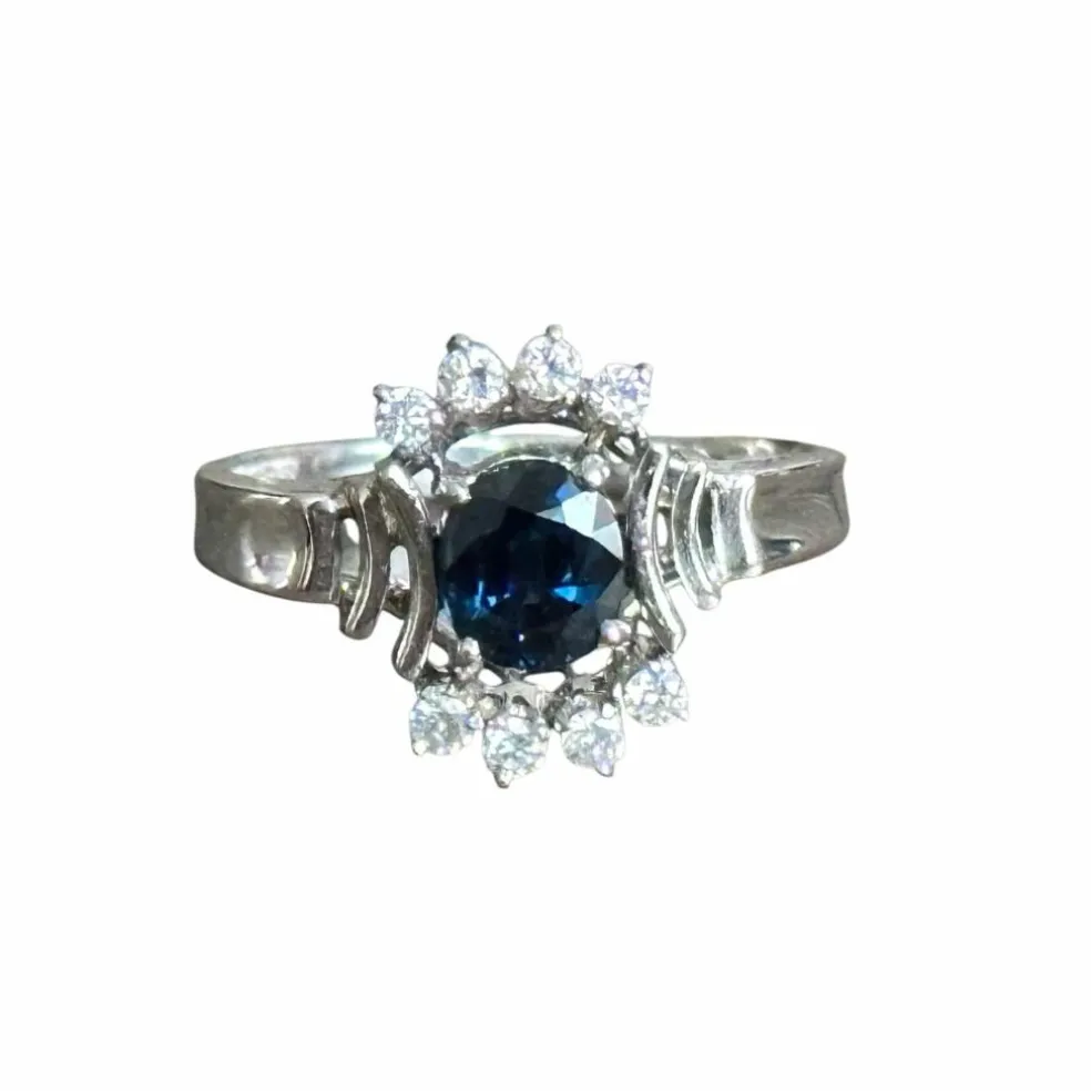 Bague marguerite saphir diamants