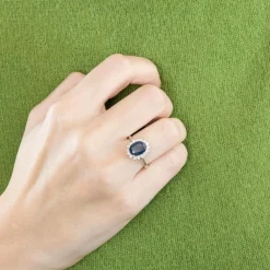 Bague marguerite saphir diamants