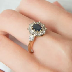 Bague Marguerite Saphir Diamants
