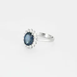 Bague marguerite saphir diamants
