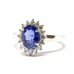 Bague marguerite saphir, diamants or blanc