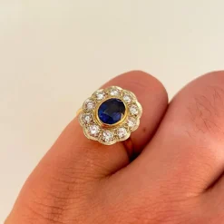 Bague Marguerite Saphir Diamants