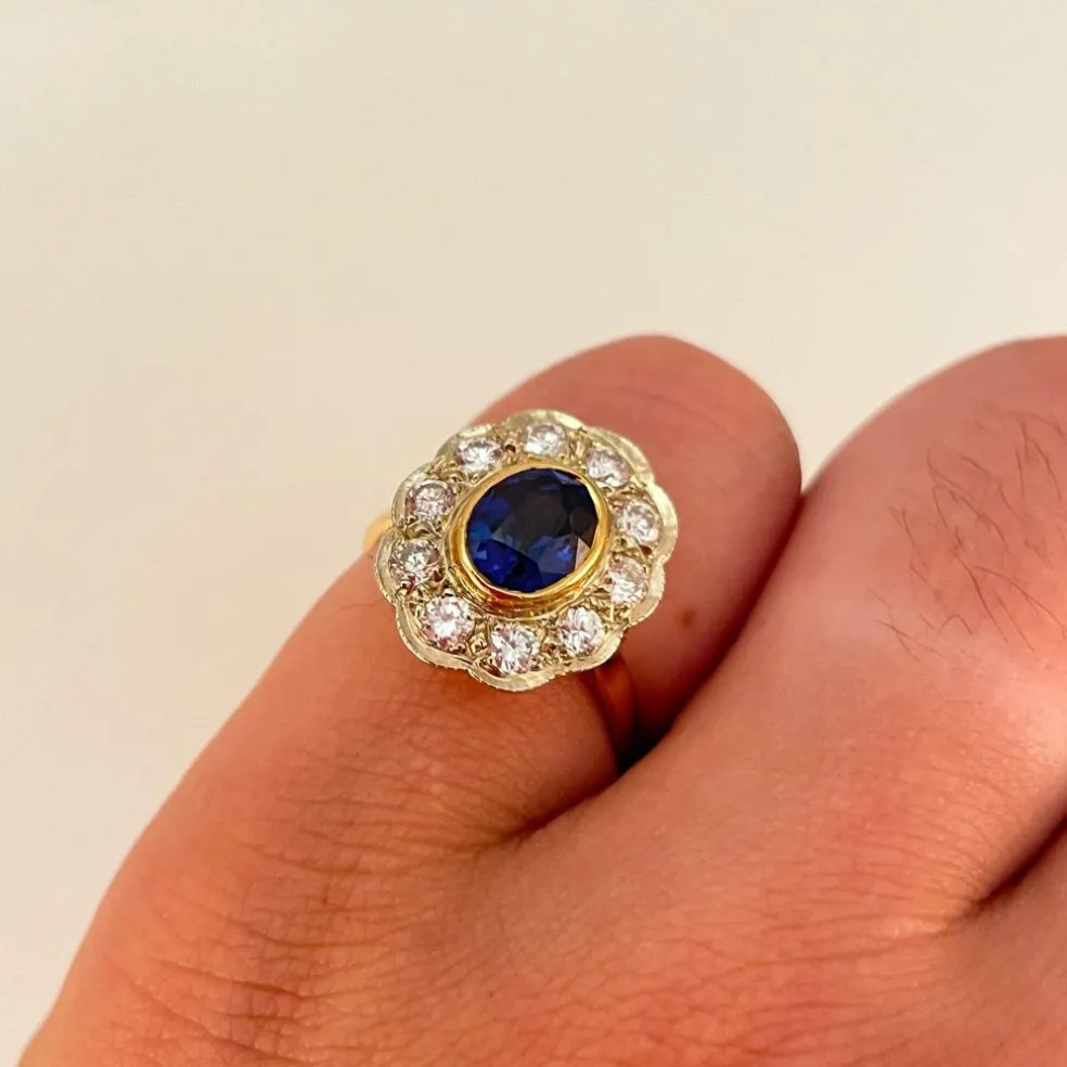 Bague Marguerite Saphir Diamants