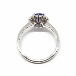 Bague marguerite saphir, diamants or blanc
