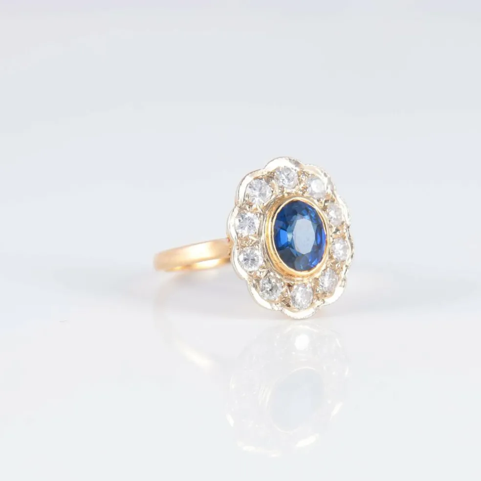 Bague Marguerite Saphir Diamants