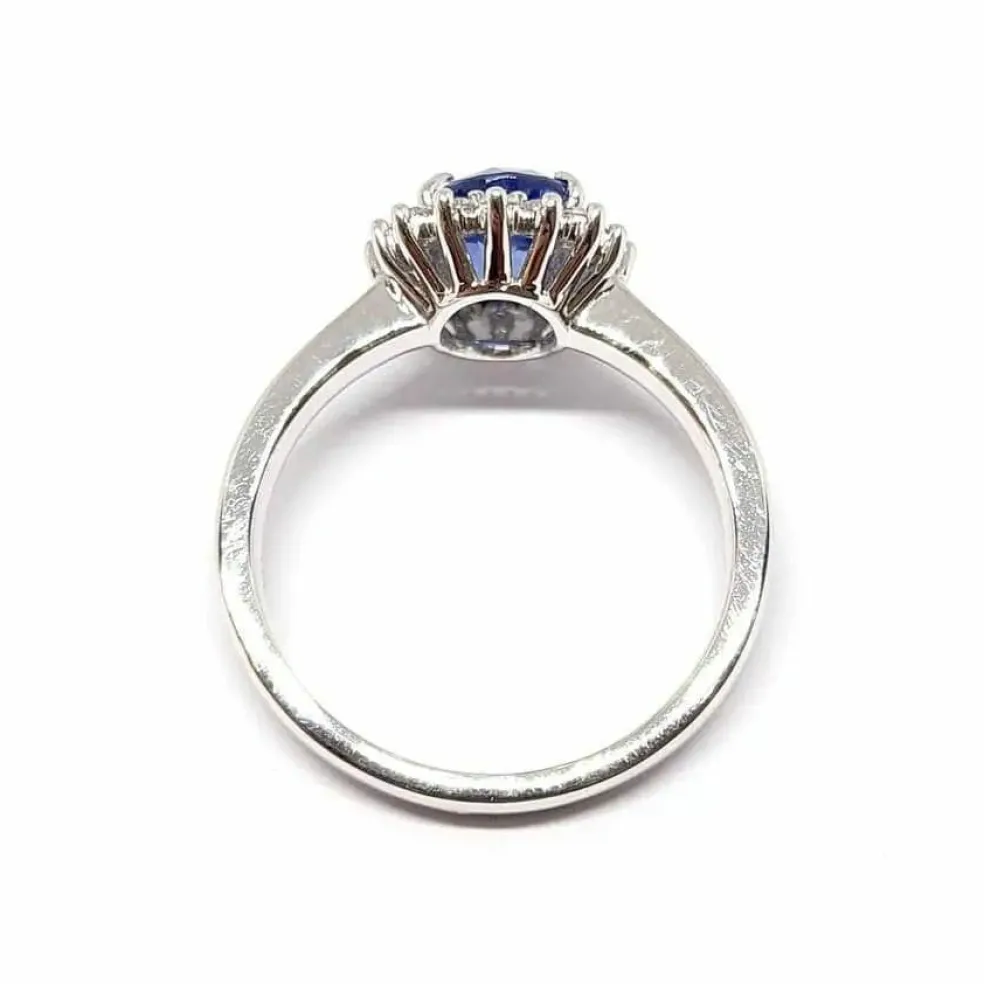 Bague marguerite saphir, diamants or blanc