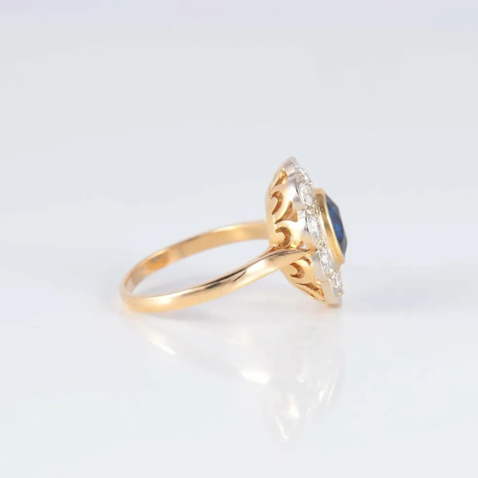 Bague Marguerite Saphir Diamants
