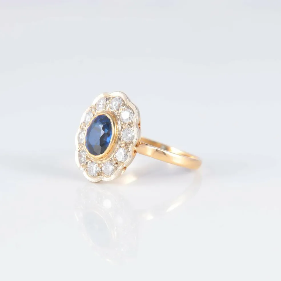 Bague Marguerite Saphir Diamants