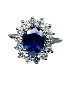 Bague marguerite saphir et diamants
