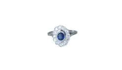 Bague marguerite saphir entourage diamants