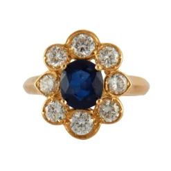 Bague Marguerite Saphir et Diamants