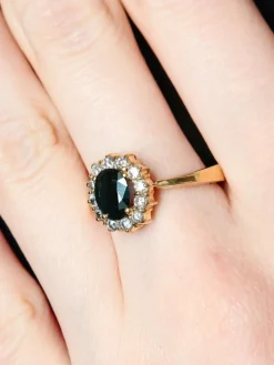 Bague Marguerite Saphir et Diamants