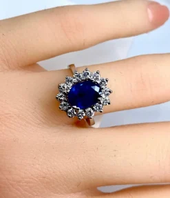 Bague marguerite saphir et diamants