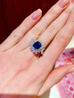 Bague Marguerite Saphir et Diamants