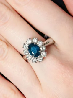 Bague Marguerite Saphir et Diamants