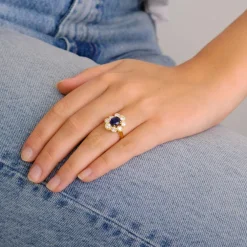 Bague Marguerite Saphir et Diamants
