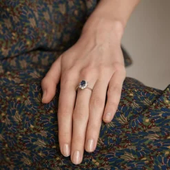 Bague Marguerite Saphir et Diamants