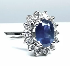 Bague marguerite saphir et diamants