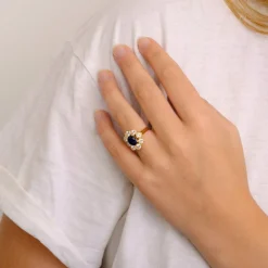 Bague Marguerite Saphir et Diamants