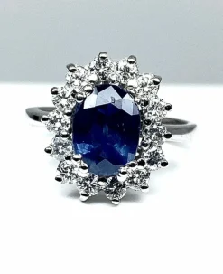 Bague marguerite saphir et diamants
