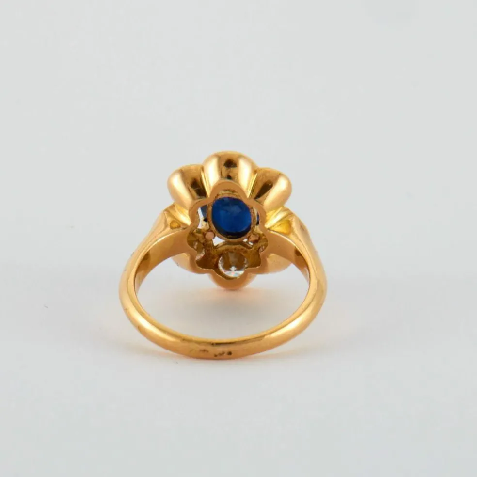 Bague Marguerite Saphir et Diamants
