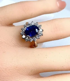 Bague marguerite saphir et diamants