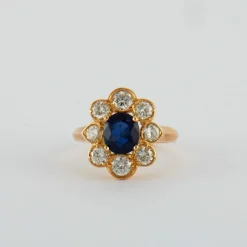 Bague Marguerite Saphir et Diamants