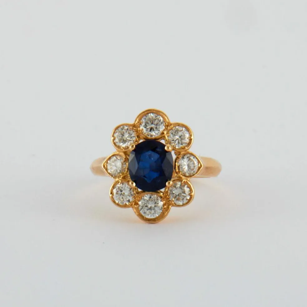 Bague Marguerite Saphir et Diamants